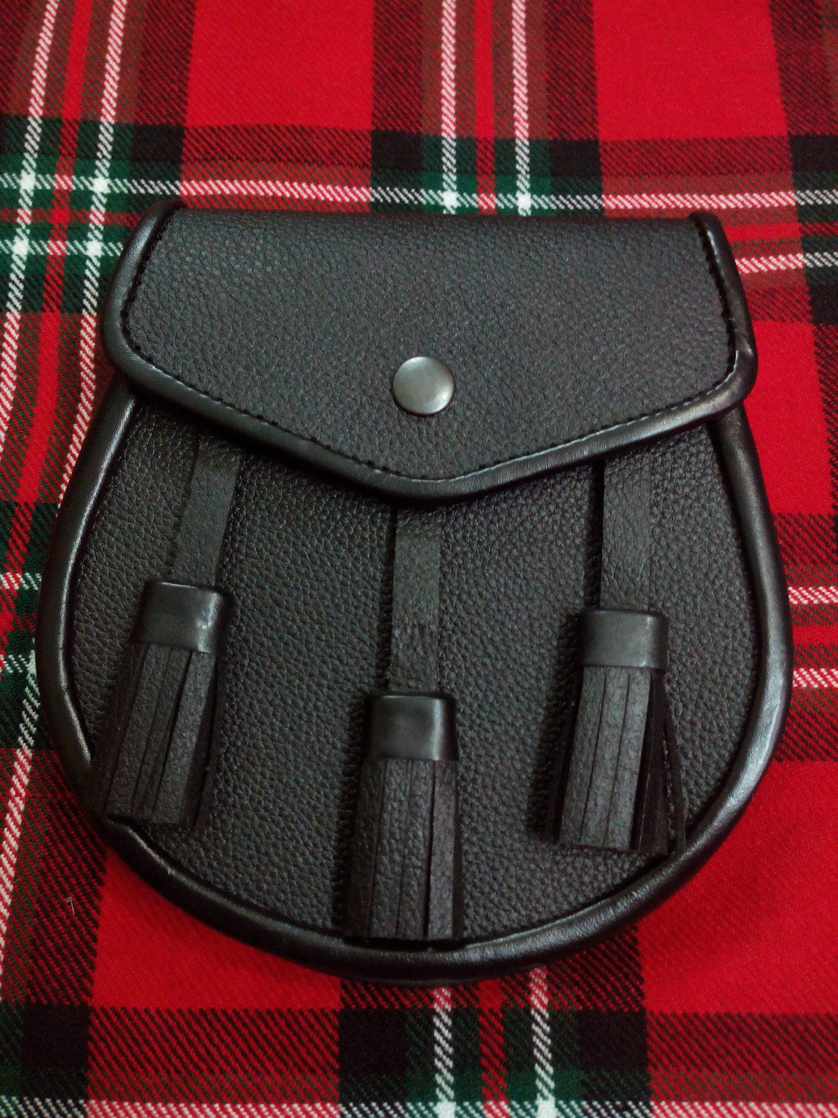 T.C Half Dress Black Leather Kilt Sporran/Plain leather half dress kilt sporran