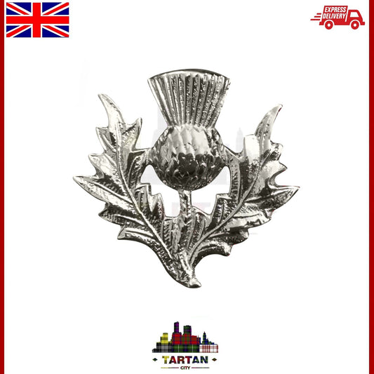 Highland Thistle Cap Badge - Silver Chrome Finish for Glengarry - New Pin badge