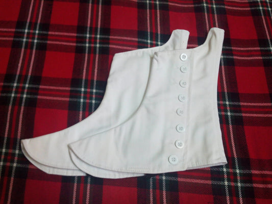 Highland Bagpiper Drummer Kilt Spats With White Buttons Size 7- 13/highland kilt