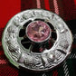 TC Celtic Fly Plaid Brooch Chrome Finish Pink Stone 3"/Scottish Thistle Brooches