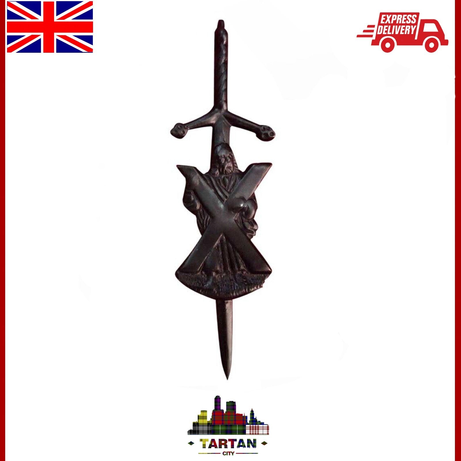 St. Andrew Kilt Pin – Chrome, Black, and Gold Finishes Available