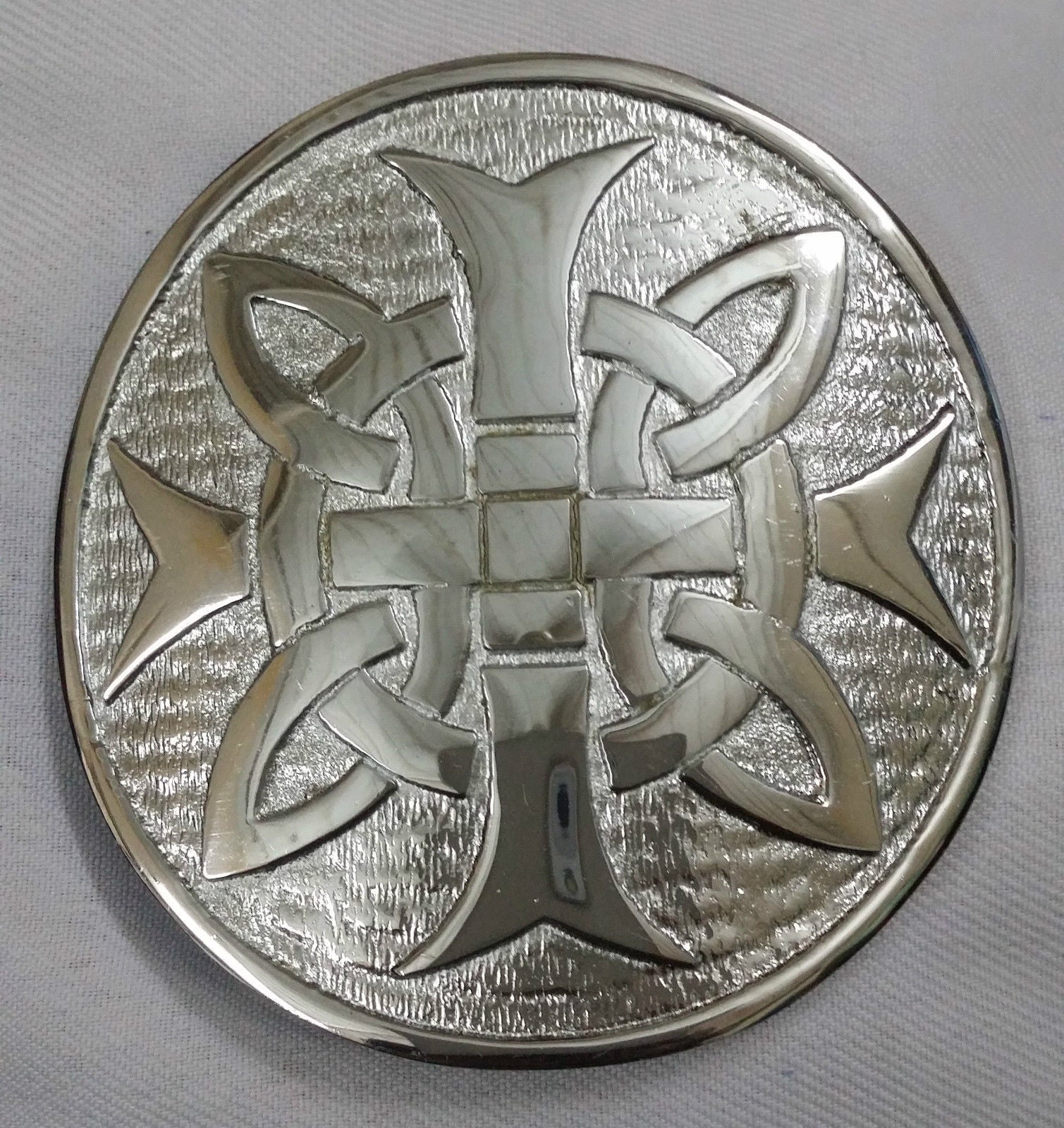 TC Kilt Belt Buckle Cross Round Silver Finish 3"/Celtic Knot kilt belt Buckles