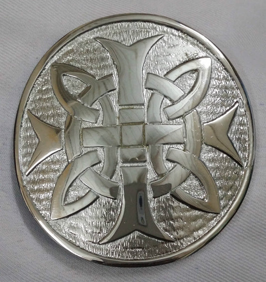 TC Kilt Belt Buckle Cross Round Silver Finish 3"/Celtic Knot kilt belt Buckles