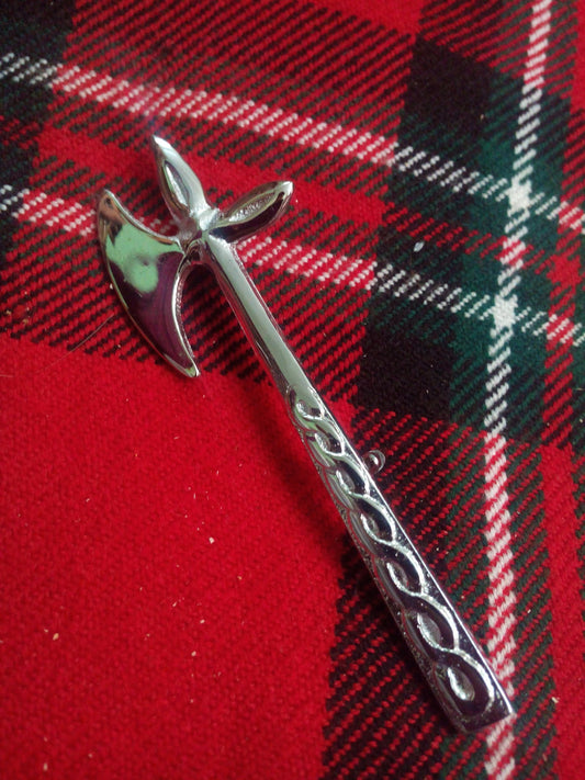 TC LAUDER BATTLE-AXE Kilt Pin CHROME FINISH 4"/Scottish Highland Axes