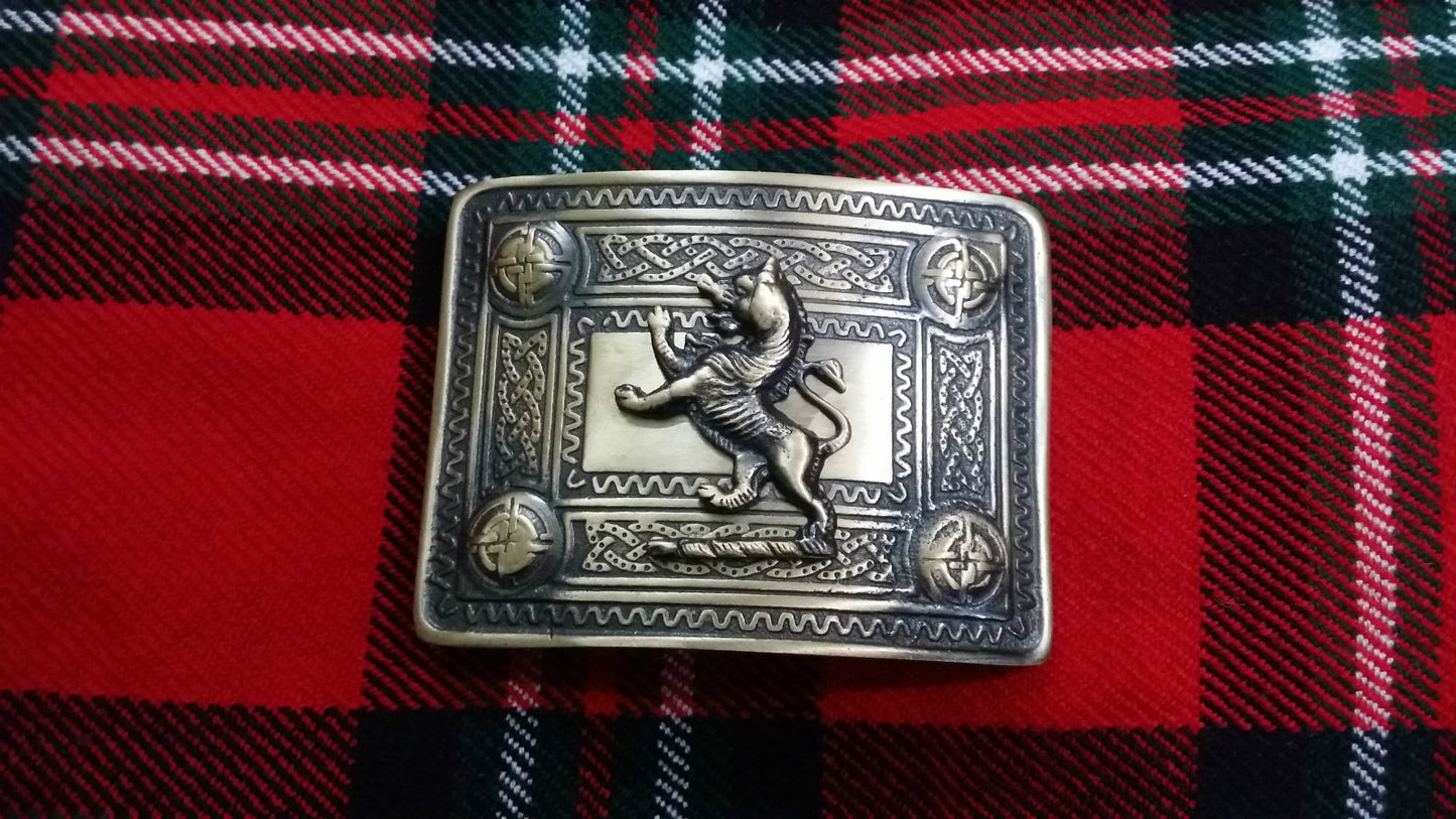 TC Men’s Kilt Belt Buckle Lion Rampant Antique/kilt belt Buckle Celtic Knot Work
