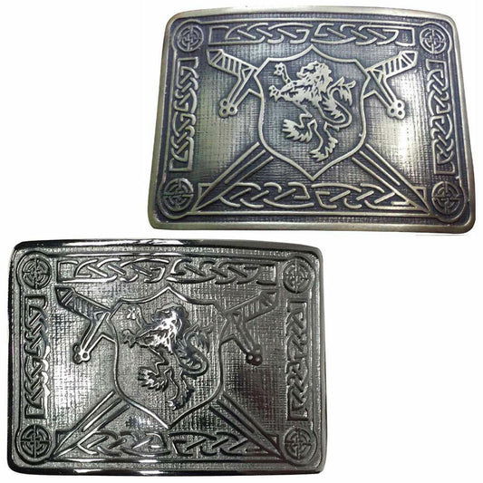 Mens Scottish Kilt Belt Buckle Rampant Lion Antique/Chrome Finish kilt Pin Socks