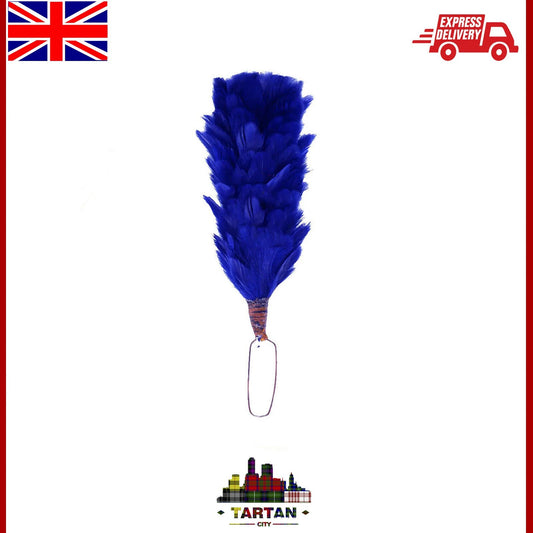 Royal Blue Glengarry Cap with Plume Feather Hackle - Balmoral Hat (15cm/6")