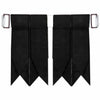 Solid Plain Black Tartan Kilt Flashes with Heavy Buckle/Kilt Hose Sock Flashes