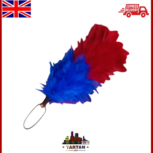 Tartancity Glengarry Cap Feather Plume Hackle - 6" Red & Royal Blue for Kiltwear