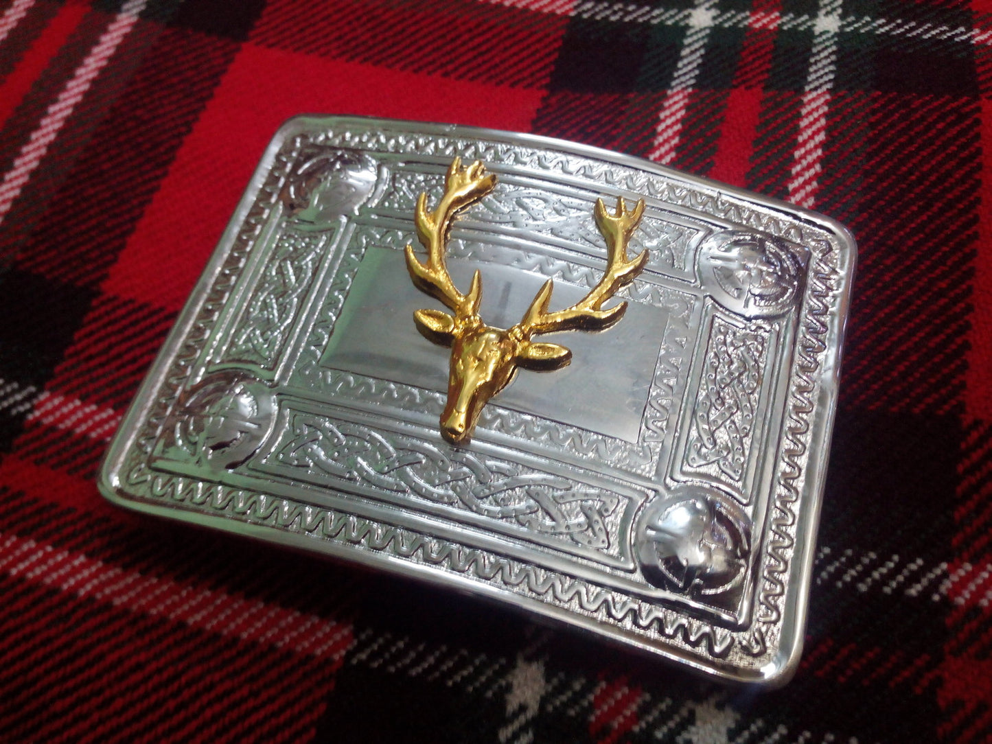 TC Men’s Kilt Belt Buckle Stag Head/stag head kilt belt Buckles Chrome & Golden