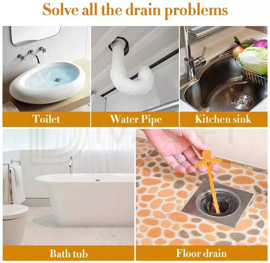 TC Long Drain UnBlocker 51cm 3x Stick Tool Hair Remover Sink Shower Bath Cleaner