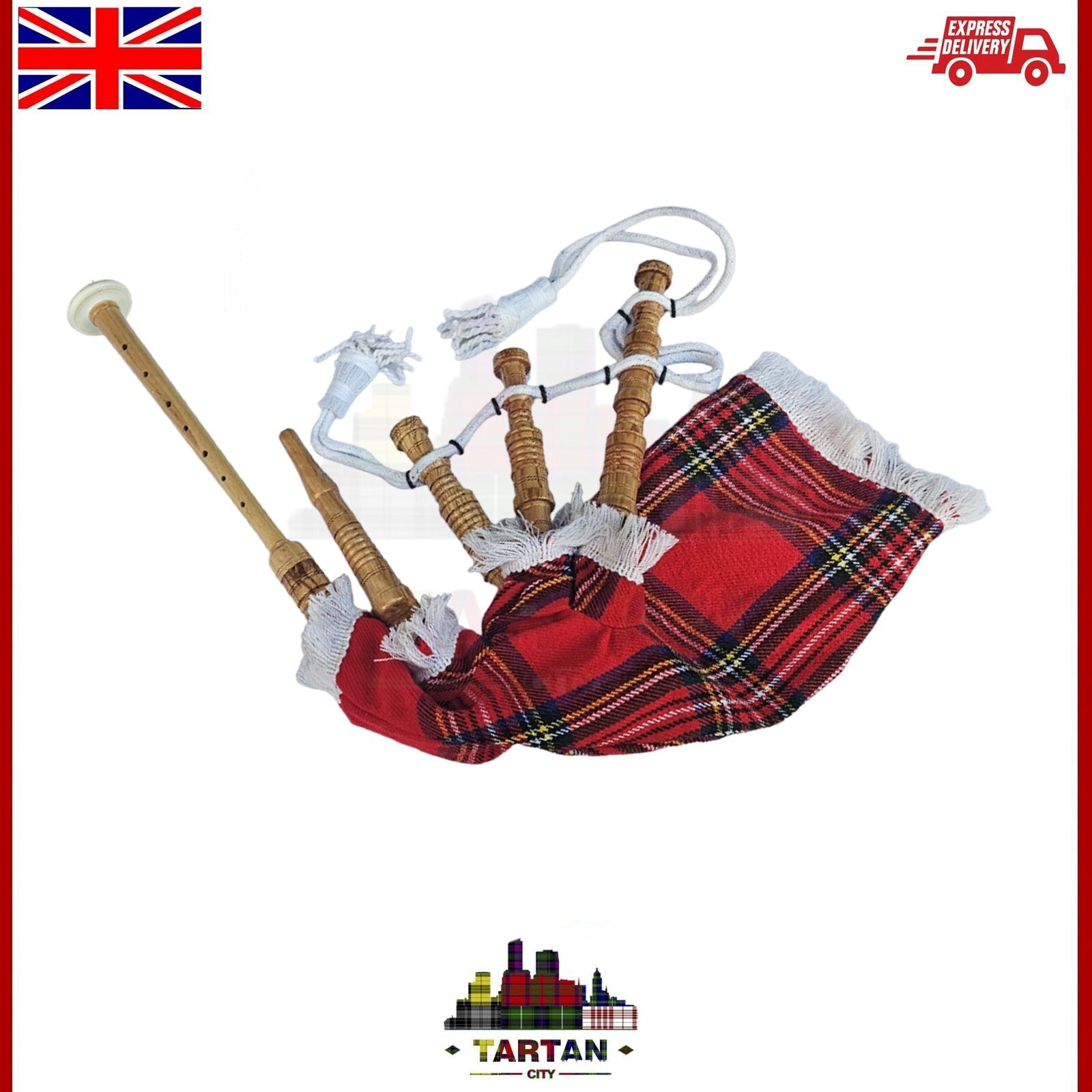 TC - Junior Playable Bagpipes - Royal Stewart Tartan Toy Bagpipe for Kids
