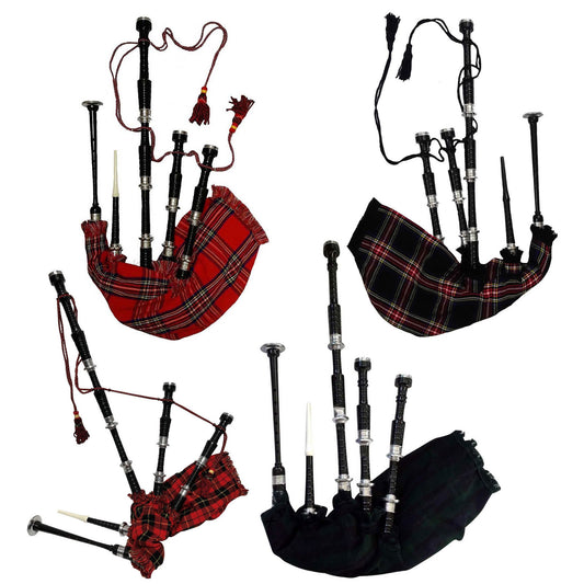 TC Full Size Scottish Bagpipe Rosewood Black Finish Available In Various Tartan