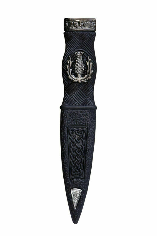 KILT HIGHLANDWEAR SAFETY SGIAN DUBH DUMMY PEWTER MOUNT THISTLE DESIGN ANTIQUE-Tc