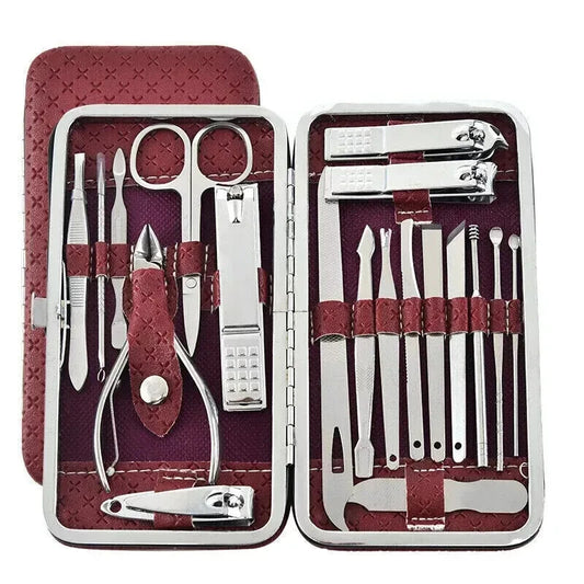 TC Nail Care Kit 19 pcs Manicure Pedicure Cutter Clippers Case Men Womens