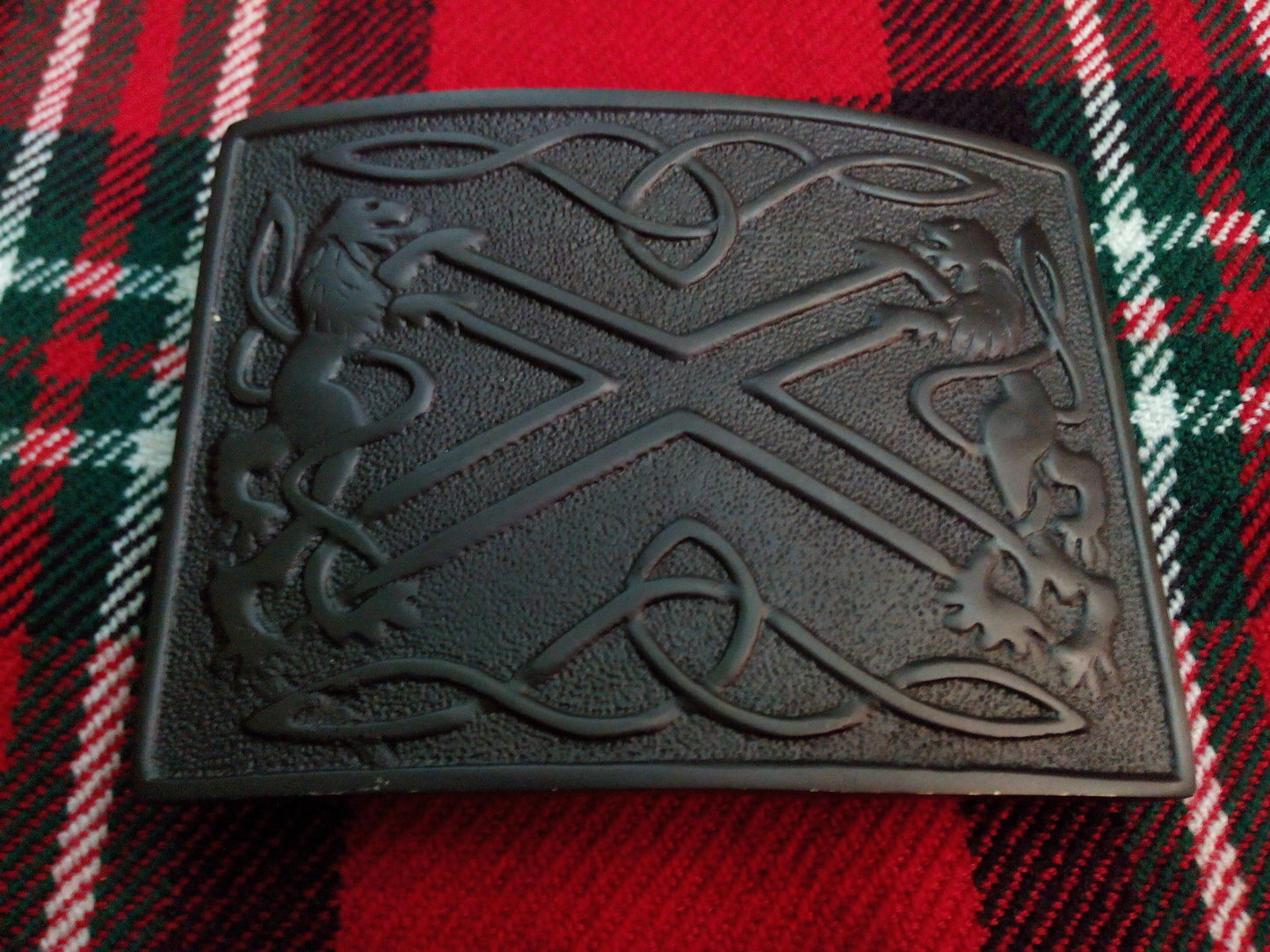 TC New Lion Rampant Kilt Belt Buckle/kilt belt Buckles lion rampant Jet Black
