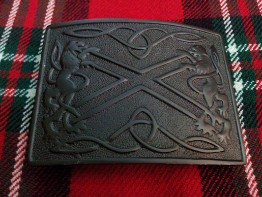 TC New Lion Rampant Kilt Belt Buckle/kilt belt Buckles lion rampant Jet Black