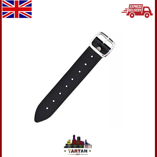 Genuine Leather Kilt Straps With Buckle 7" Extender 1.25" wide 3x Black Strap