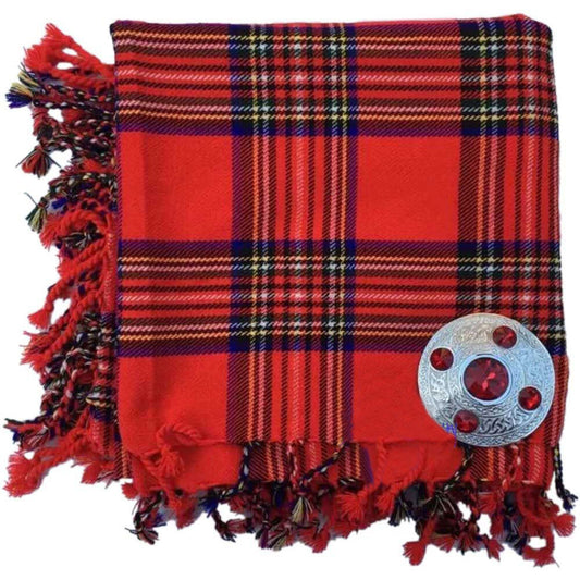 TC New Men's Kilt Fly Plaid With Stone Brooch in Different Tartans Colours