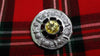 TC Celtic Fly Plaid Brooch Chrome Finish Yellow Stone 3"/Thistle Brooches Pin