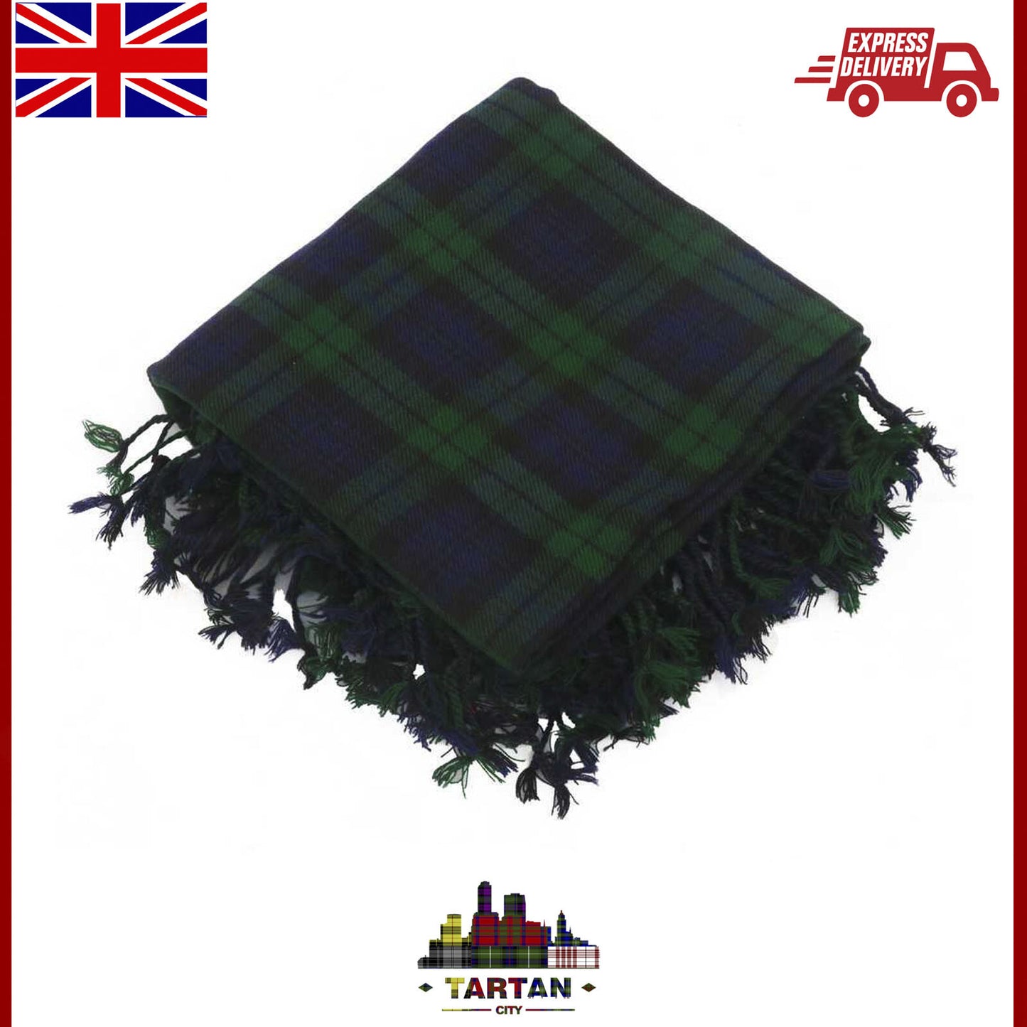 Black Watch Tartan Men’s Kilt Outfit Set with Fly Plaid, Sporran & Belt