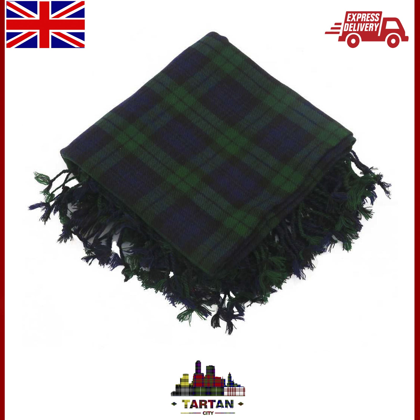Black Watch Tartan Men’s Kilt Outfit Set with Fly Plaid, Sporran & Belt