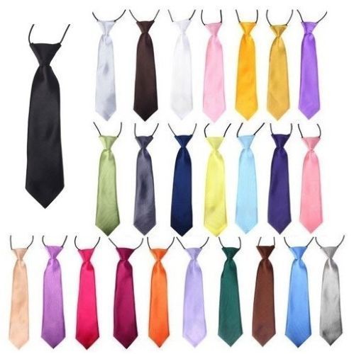Boys Classic Satin Elastic Neck Tie for Wedding Prom Children School Kids tie