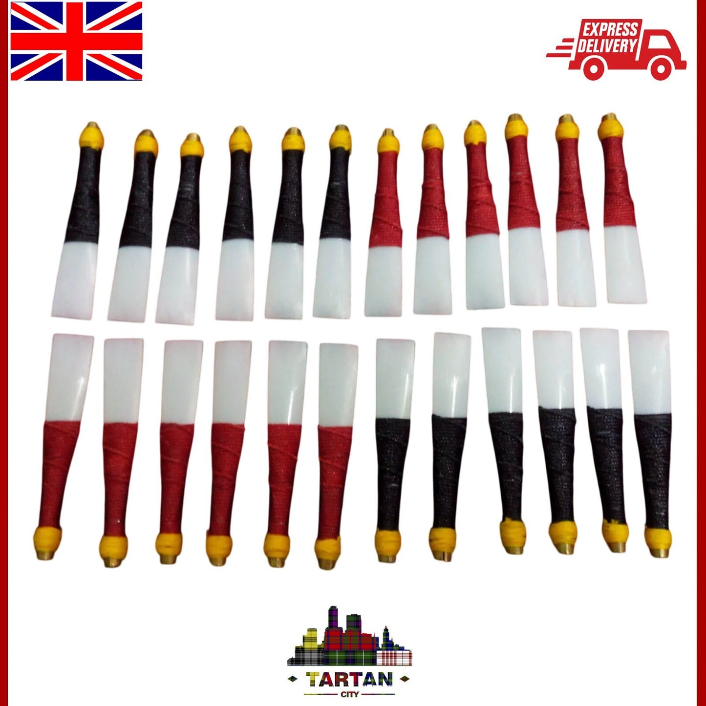 24pcs Bagpipe Practice Chanter Reeds Red & Black Hemp Synthetic Highland Set