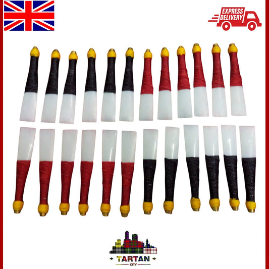24pcs Bagpipe Practice Chanter Reeds Red & Black Hemp Synthetic Highland Set