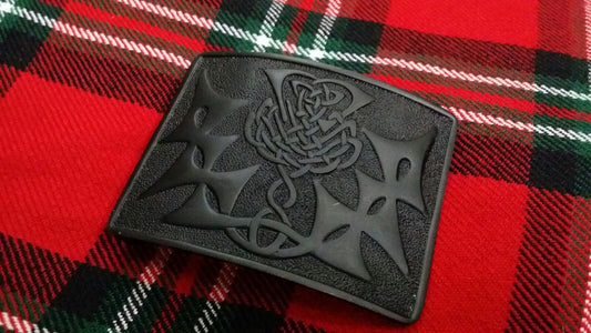 TC Men’s Highland Kilt Belt Buckle Celtic Knot Thistle Jet Black Finish/Buckles