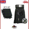 Black Watch Tartan Men’s Kilt Outfit Set with Fly Plaid, Sporran & Belt