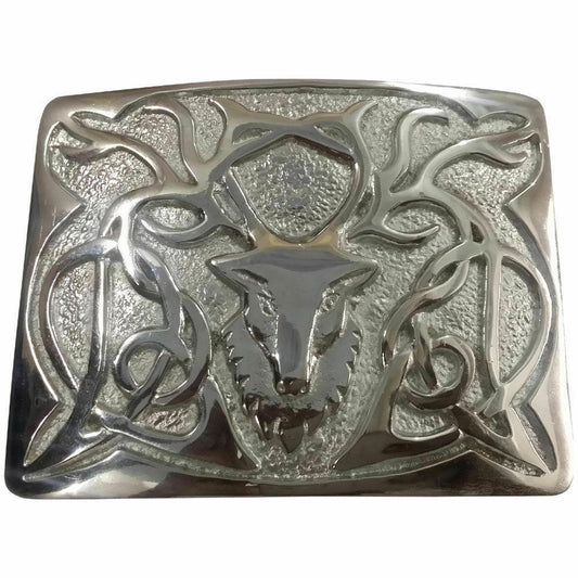 Men’s Scottish Kilt Belt Buckle Stag Head Chrome Finish/stag head Buckle - TC