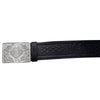 TC 100% Real Black Leather Kilt Belt Thistle Embossed Swirl Celtic Kilts Buckle