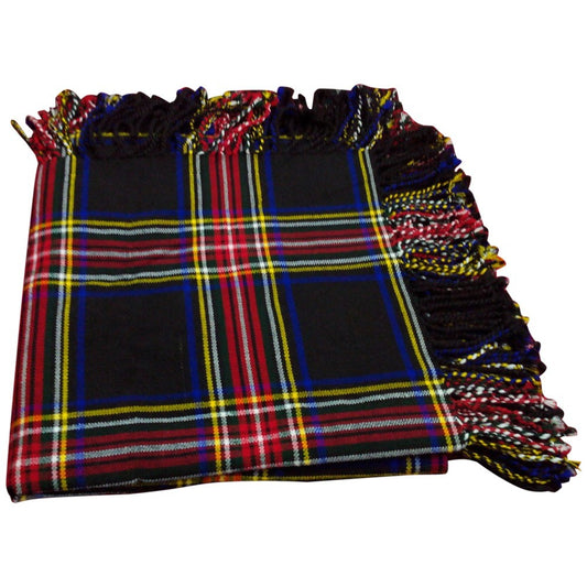 Men’s Kilt Fly Plaids Black Stewart Tartan 48"X 48"/black stewart Plaid