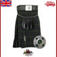 Black Watch Tartan Men’s Kilt Outfit Set with Fly Plaid, Sporran & Belt