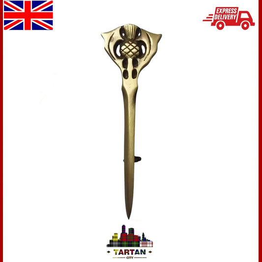 4" Scottish Thistle Kilt Pin - Antique Finish Highland Design for Kilts
