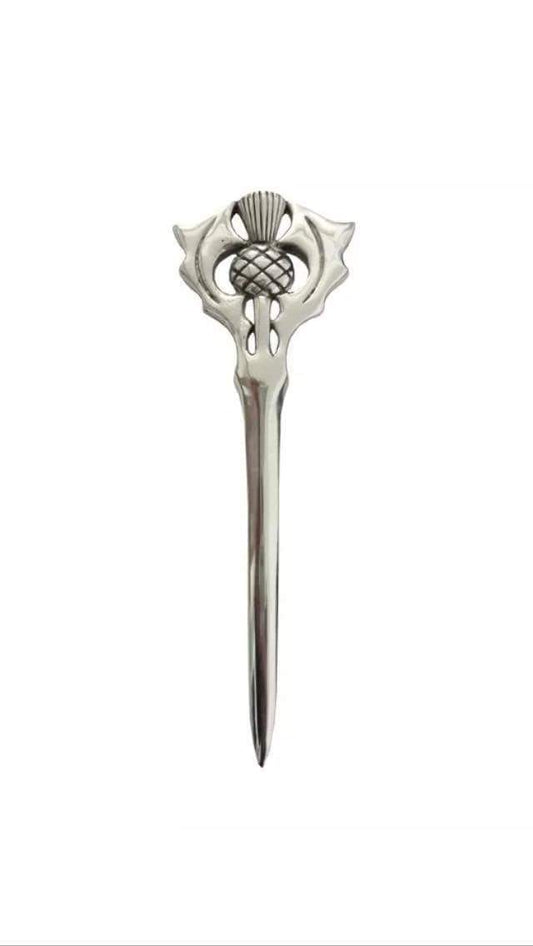 New Scottish Thistle Kilt Pins Silver Finish 4"/Highland kilt Pin Thistle Hilt