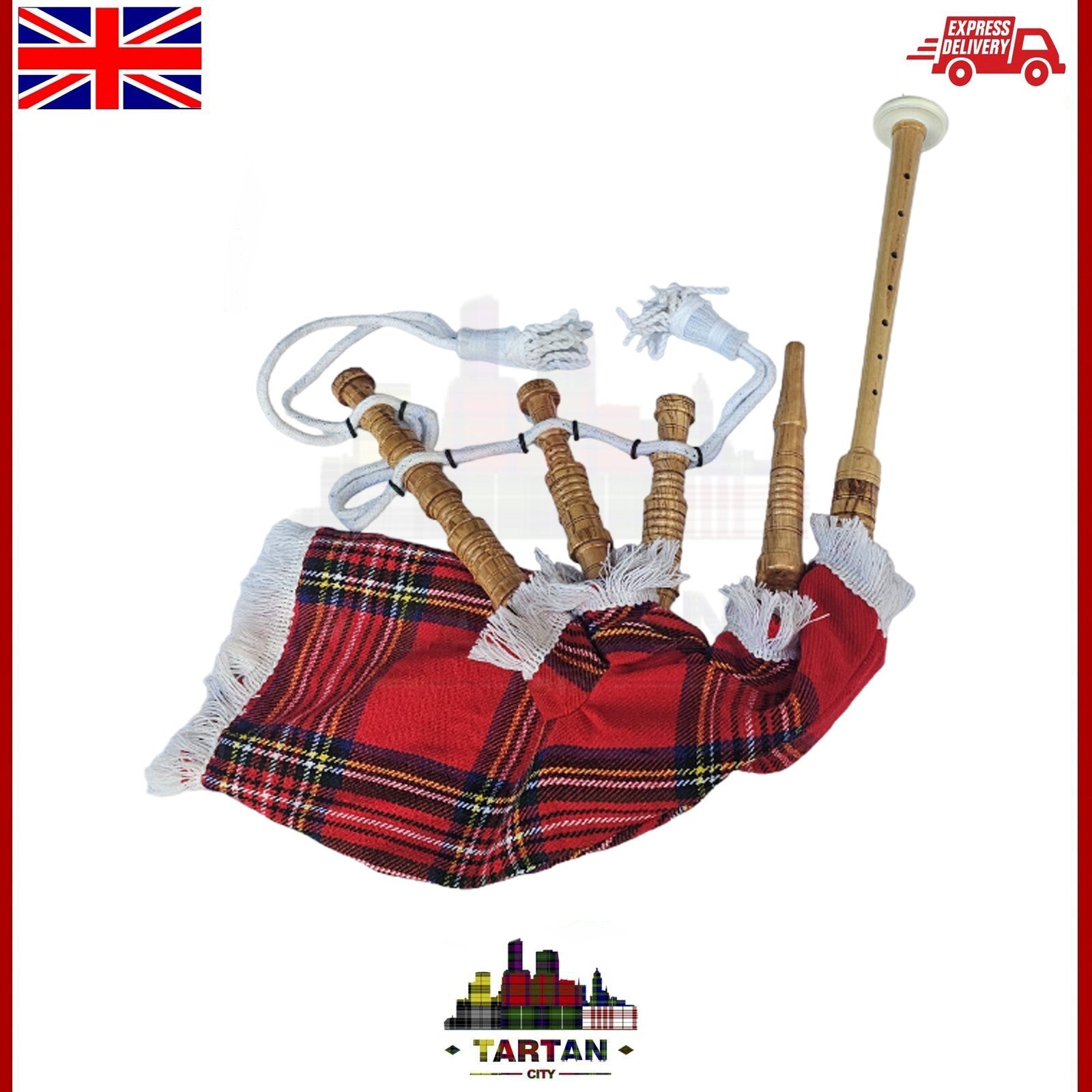 TC - Junior Playable Bagpipes - Royal Stewart Tartan Toy Bagpipe for Kids