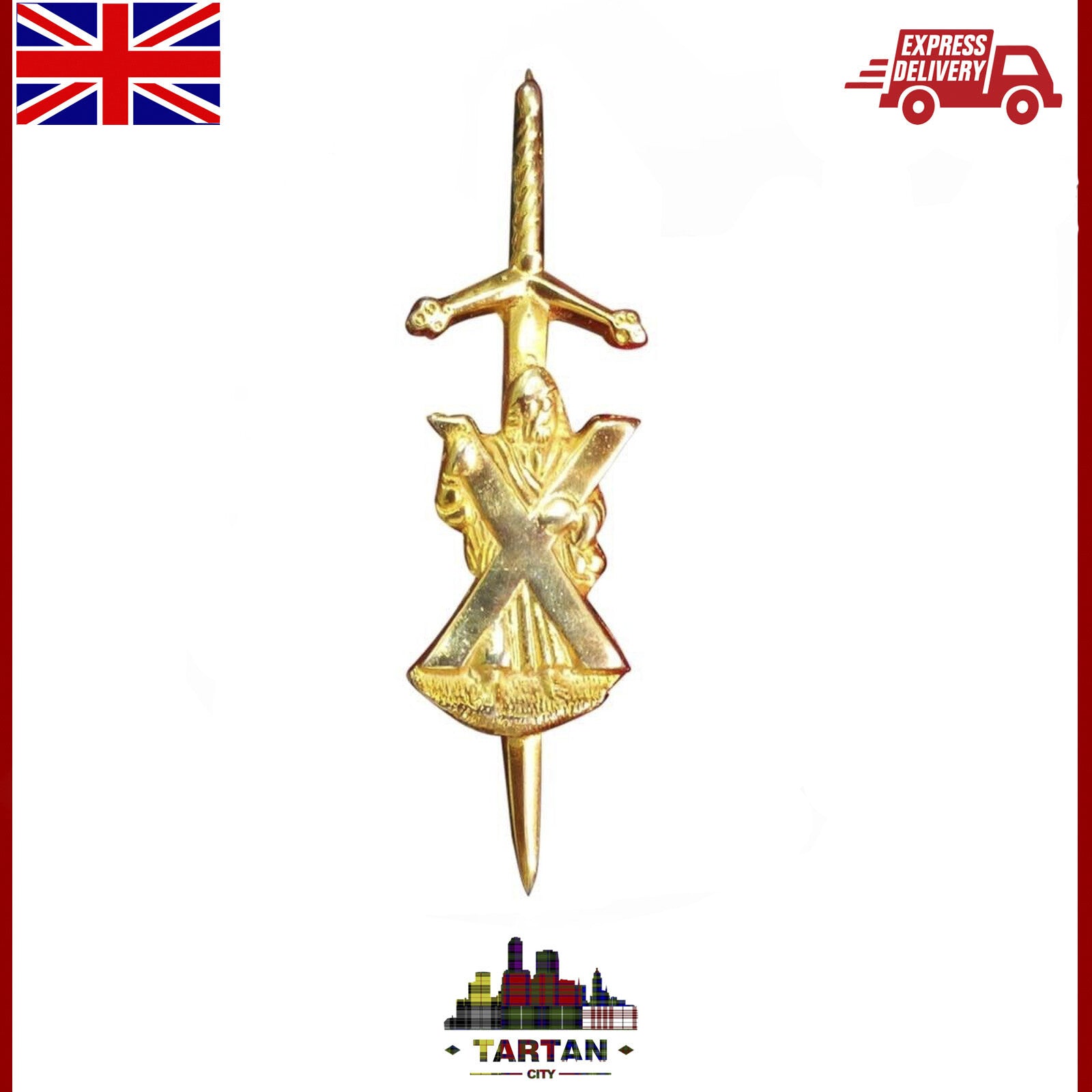 St. Andrew Kilt Pin – Chrome, Black, and Gold Finishes Available