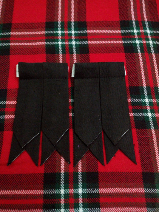 Kilt Sock Flashes Black Plain Tartan/Scottish black plain