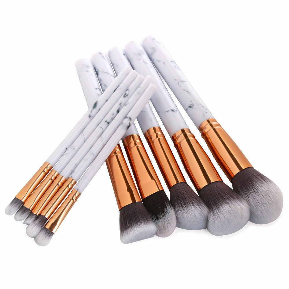 10pcs Marbling Kabuki Professional Make-up Brush Set Brushes Blusher Face Powder