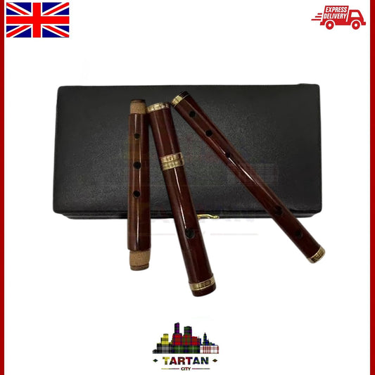 Tartancity 4-Part Irish Rosewood D Flute 26" - Includes Case & Two Reeds