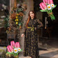 New Ladies Long Green Leaf Floral Printed Frock Fabric Chaffon inner attached