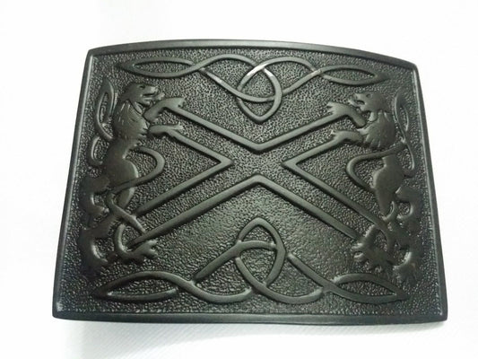 TC Men’s Scottish Kilt Belt Buckle Lion Rampant Black Finish/Celtic belt Buckles