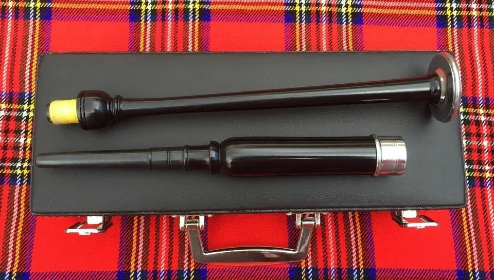 Scottish Highland Rosewood Practice Chanter – Silver Mount, 3 Reeds & Carry Case