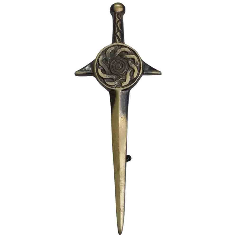 Brand New Celtic Swirl Sword Kilt Pin 4" Antique Finish High Quality