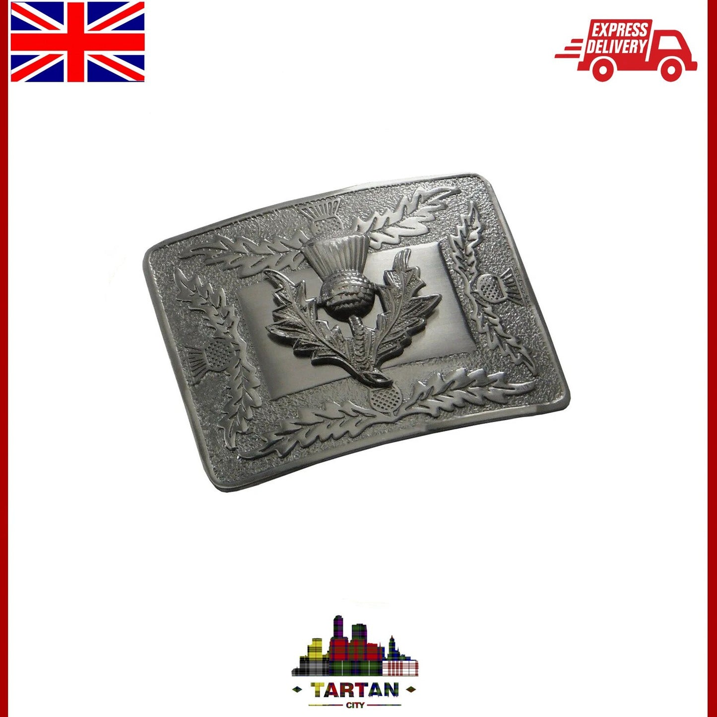 "Highland Thistle Kilt Belt Buckle - Raised Antique Finish"