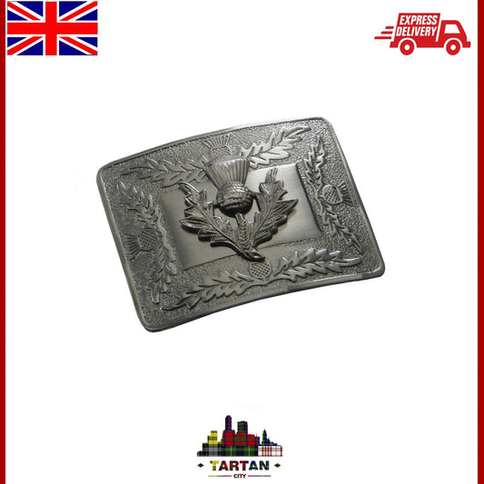 "Highland Thistle Kilt Belt Buckle - Raised Antique Finish"