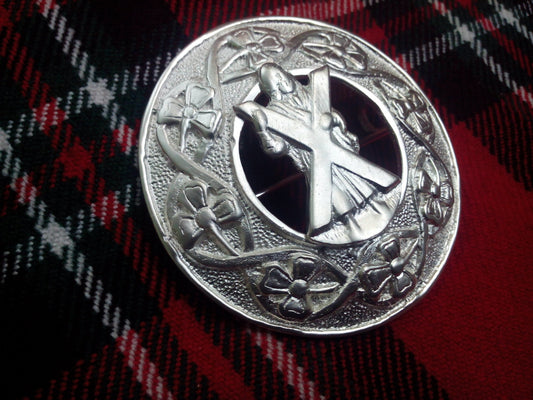 TC Men’s Scottish Kilt Fly Plaid Brooches ST Andrew Silver Plated/plaid brooches