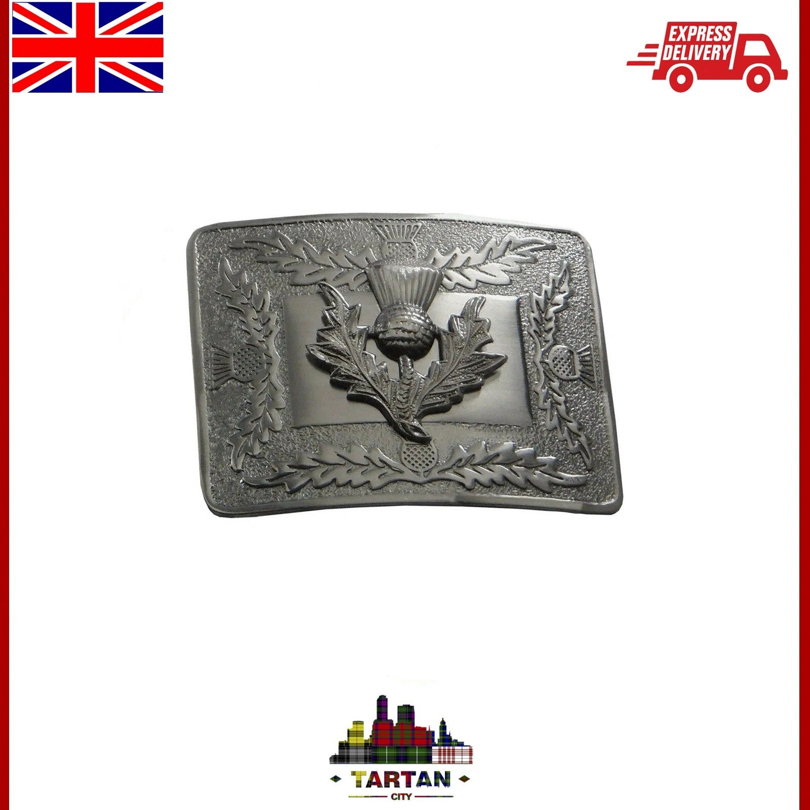 "Highland Thistle Kilt Belt Buckle - Raised Antique Finish"